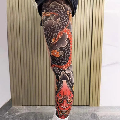 Full Leg Tattoo Socks - Sun-Proof Elastic Stockings for Cycling, Fishing & Casual Wear