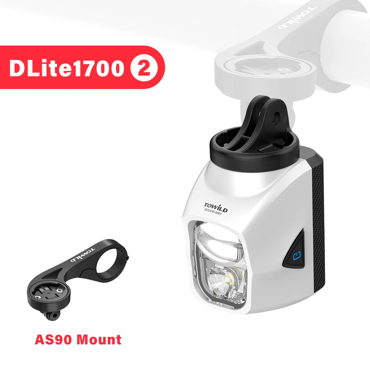 TOWILD DL1200S/DL1700 Bike Light - Rechargeable MTB Front Headlight with Cut-Off Beam, 1900LM Output & Power Bank Function