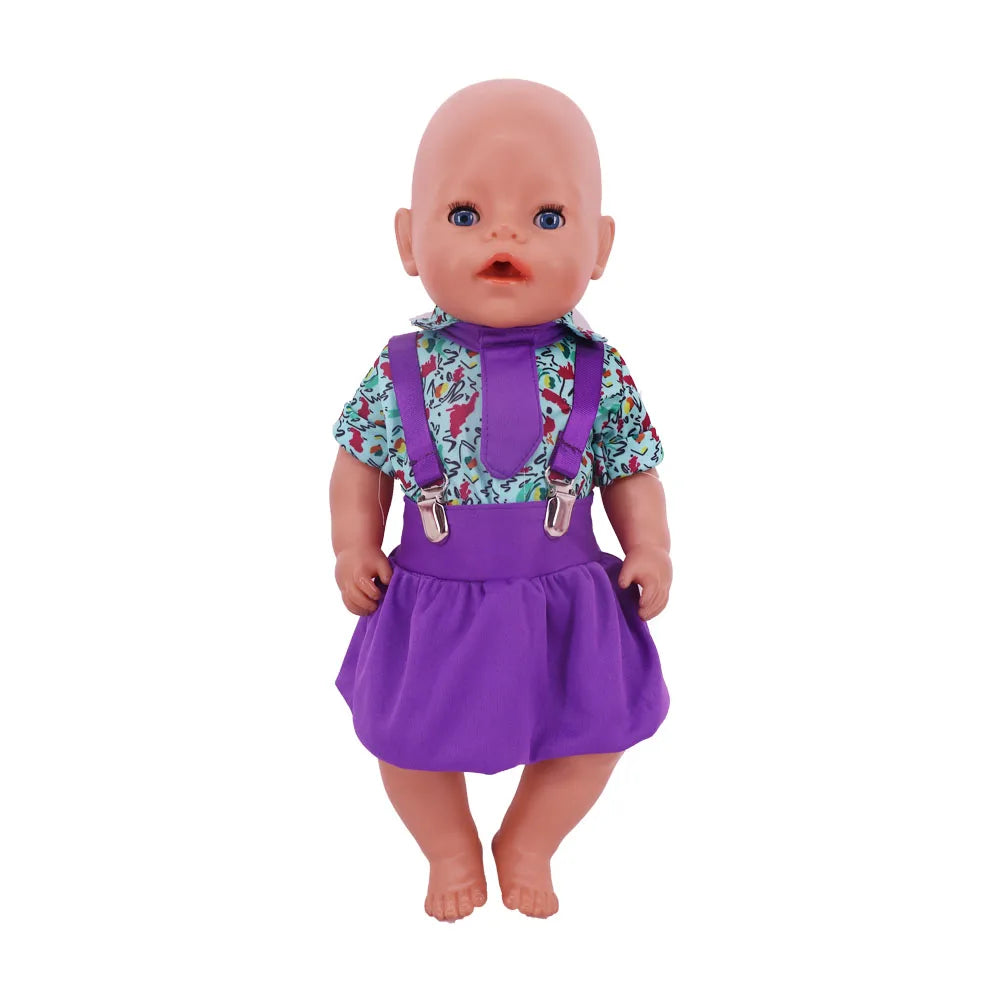 18-Inch Doll Nightdress Outfit — Purple Series Clothes for American & 43CM Baby Dolls, Our Generation Doll Gift