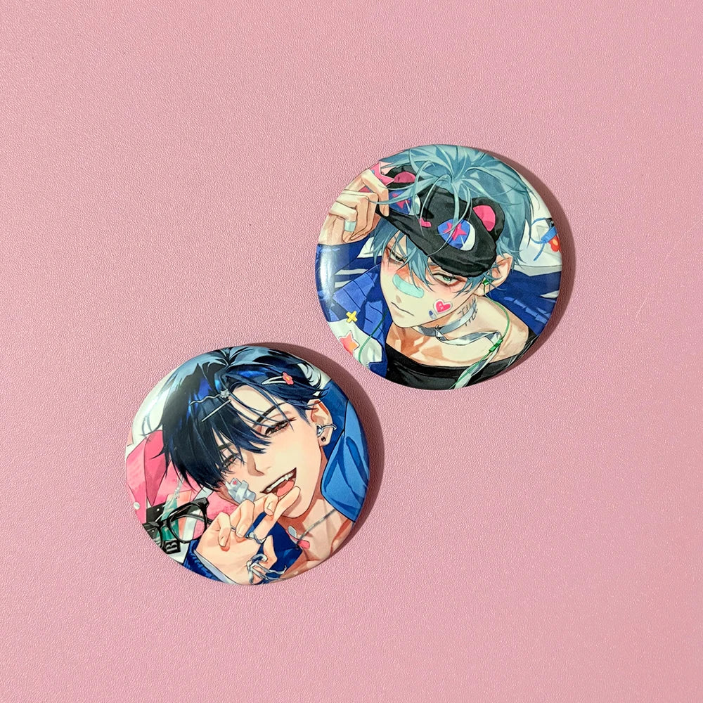 4pcs Anime Alien Stage Badge Set - Ivan and Till Cartoon Brooch Pins for Clothing, Backpacks, and Cosplay Gifts