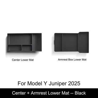 Tesla Model Y Juniper 2025 Center Console Armrest Organizer – Cup Holder & Storage Box Interior Upgrade Kit