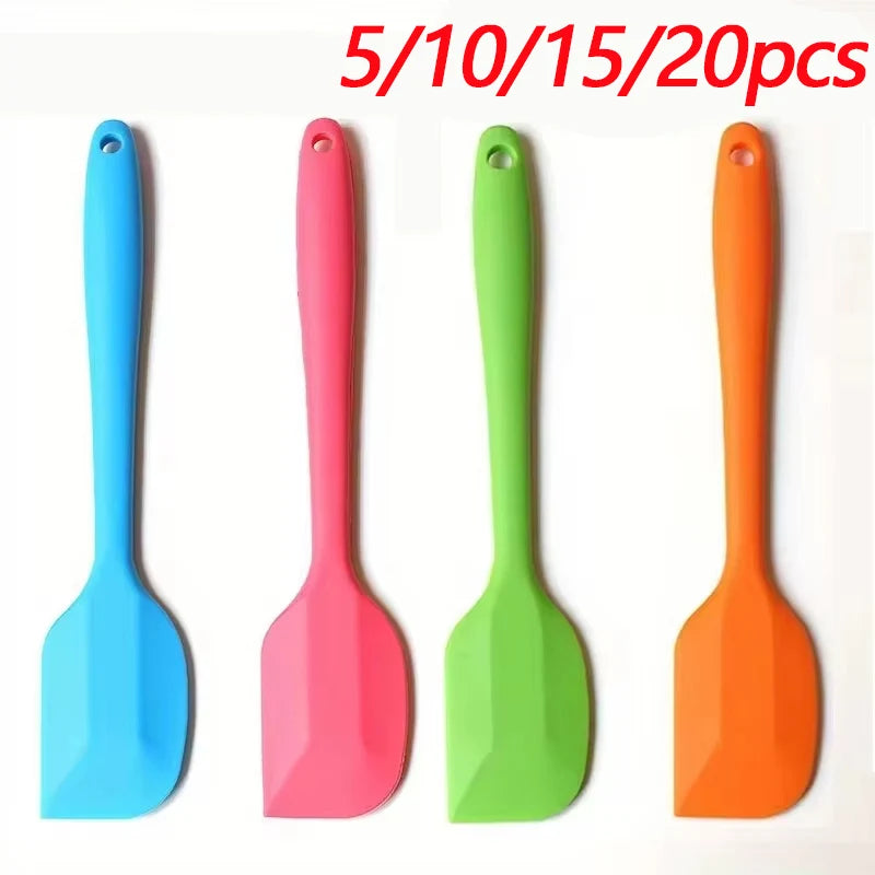 5/10/15/20PCS Silicone Baking Spatula Set – Heat Resistant Cream & Cake Scraper Tools, Seamless Non-Stick Kitchen Utensils (Random Colors)