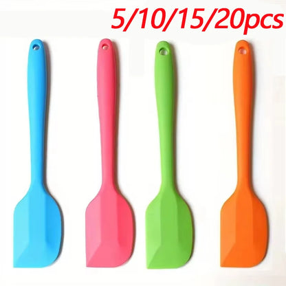 5/10/15/20PCS Silicone Baking Spatula Set – Heat Resistant Cream & Cake Scraper Tools, Seamless Non-Stick Kitchen Utensils (Random Colors)
