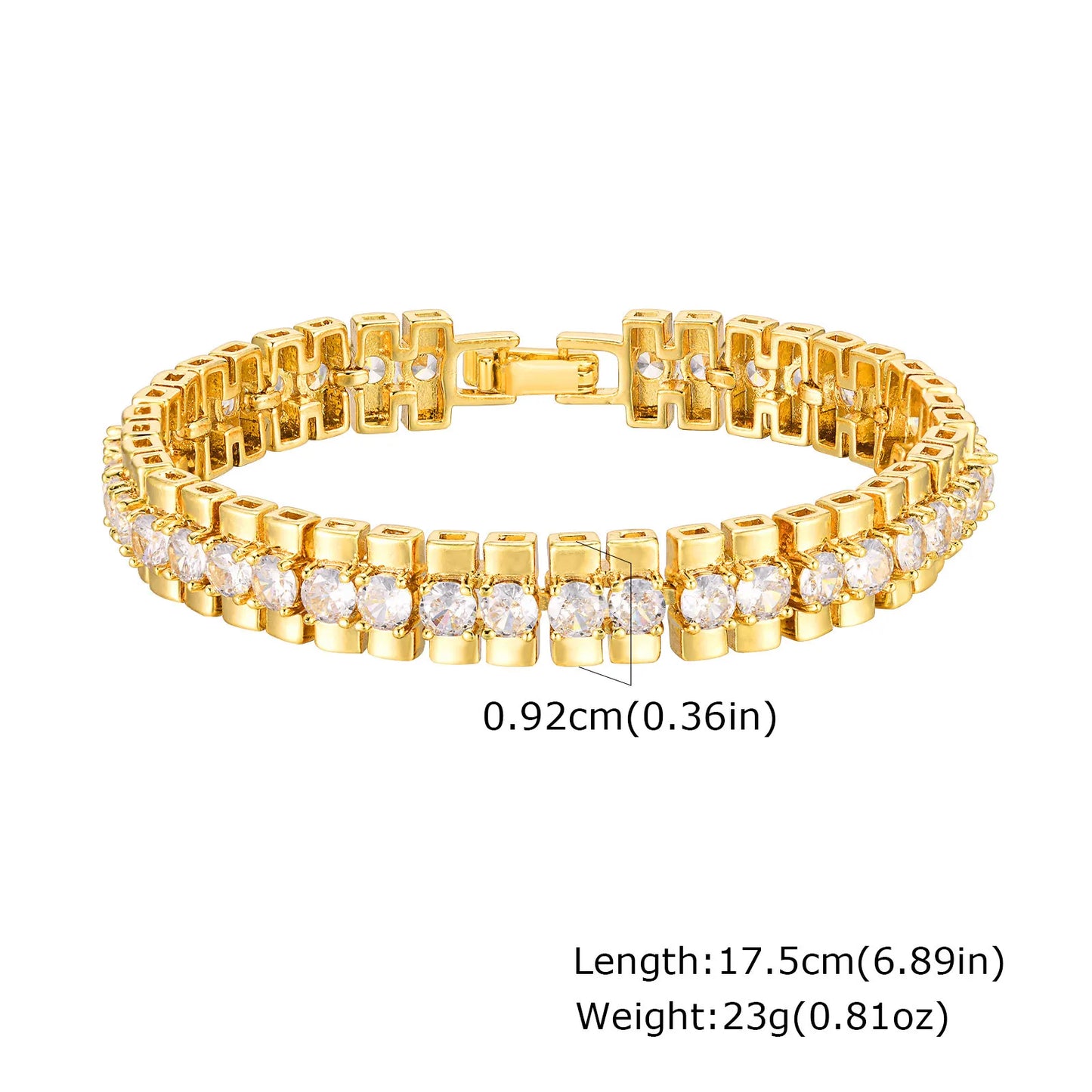 14K Gold Plated Paperclip Chain Bracelet with Cubic Zirconia Chunky Adjustable Link Jewelry for Women