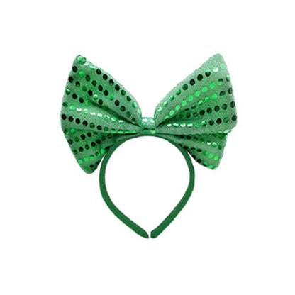 St. Patrick's Day Costume Set - Sequin Bow Headband, Green Tutu & Shamrock Thigh-Highs
