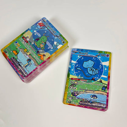 55PCS Holographic Pokémon Cards - Cute Anime DIY Proxy Collection with Eevee & Charizard