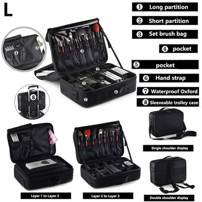 Professional Large Makeup Case – Travel Cosmetic Organizer & Nail Toolbox for Beauty Storage