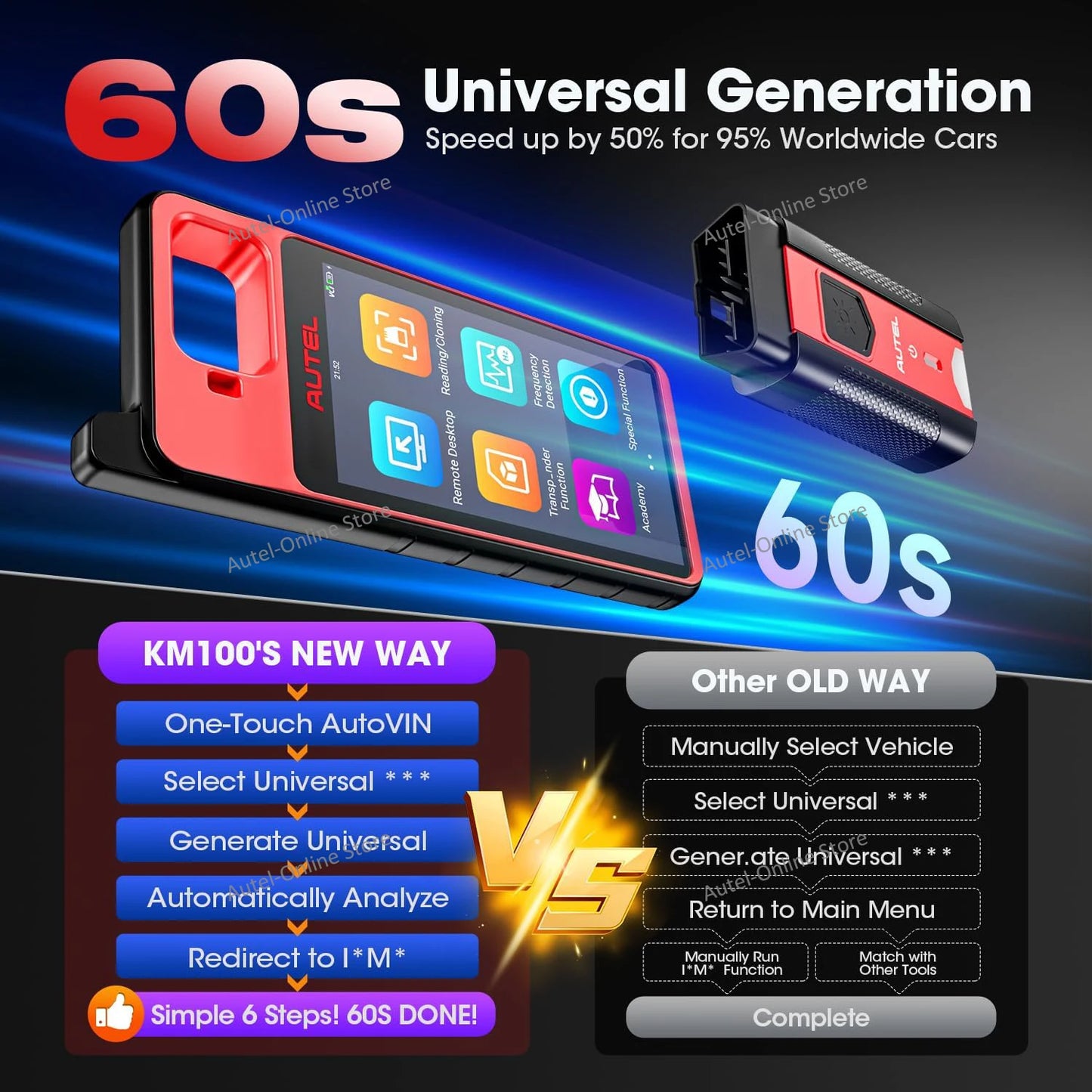 Autel MaxiIM KM100 Key Tool — OBD IMMO Key Generator with Chip/Transponder Read, Write & Clone, Lifetime Free Updates