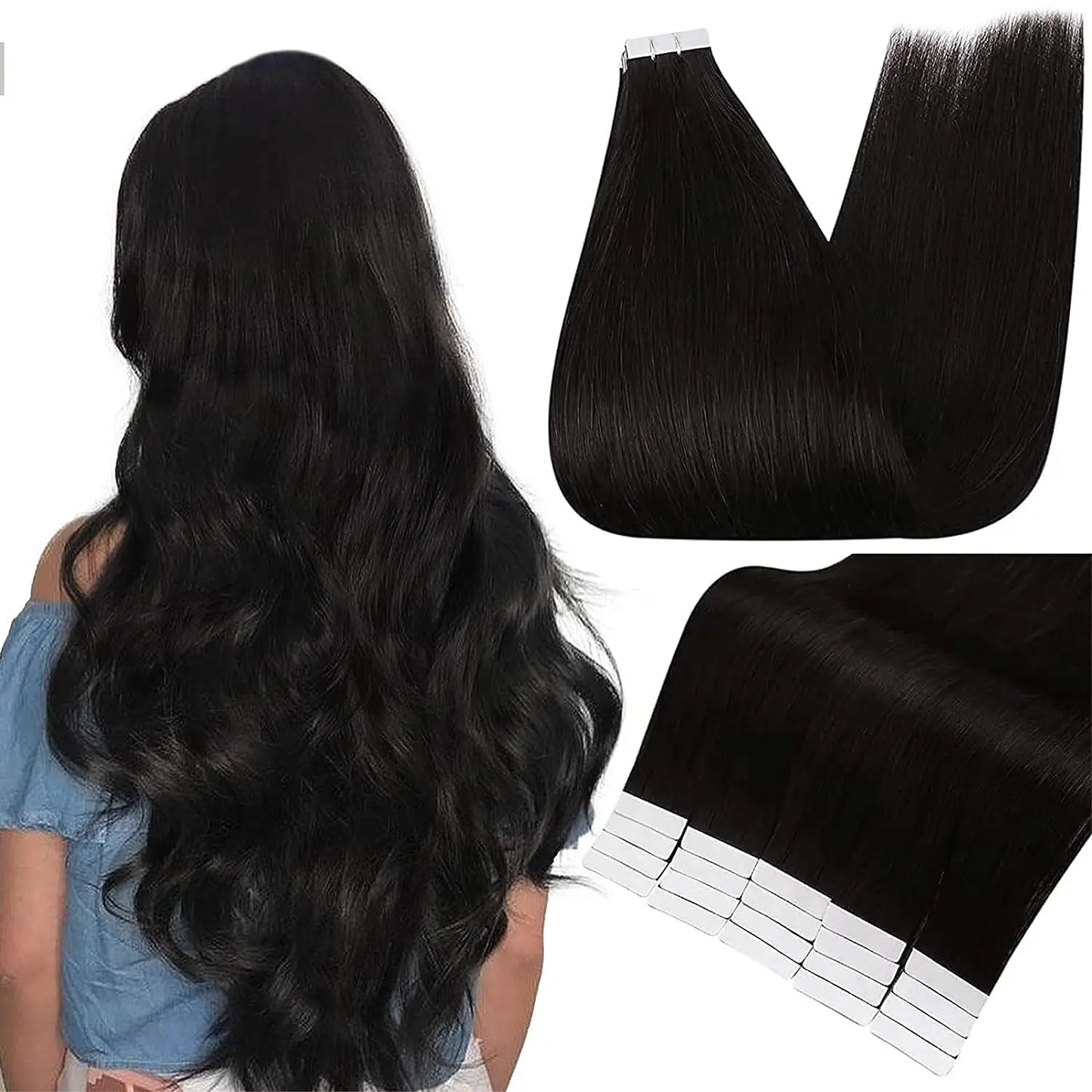 Full Shine Blonde Tape-In Hair Extensions – 100% Remy Human Hair, Double-Sided, Straight, Silky & Comfortable for Women