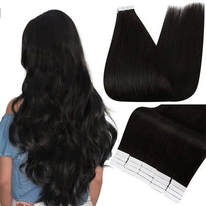 Full Shine Blonde Tape-In Hair Extensions – 100% Remy Human Hair, Double-Sided, Straight, Silky & Comfortable for Women