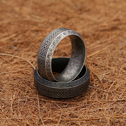 Fashion Vintage Viking Rune Ring – Stainless Steel Nordic Celtic Knot Amulet for Men & Women, Couple Jewelry