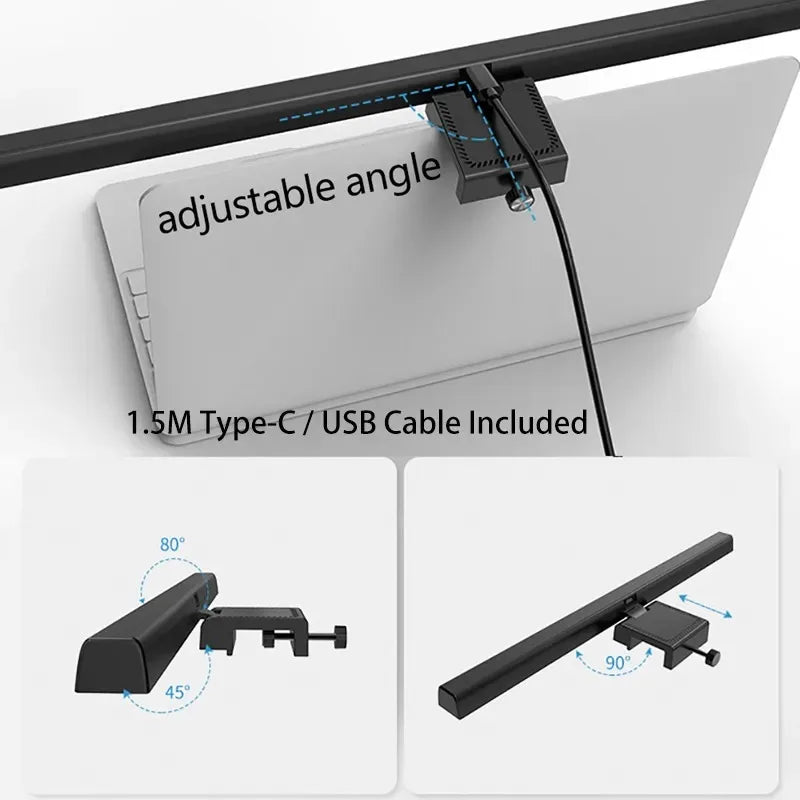 Eye-Care LED Desk Lamp 50cm – USB-Powered Screen Light Bar with Stepless Dimming for Reading & PC