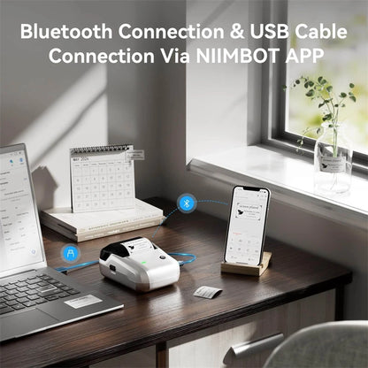NIIMBOT B1 Portable 2-Inch Thermal Label Printer with Adhesive Tapes Bluetooth Mini Sticker Maker for Smartphone & PC