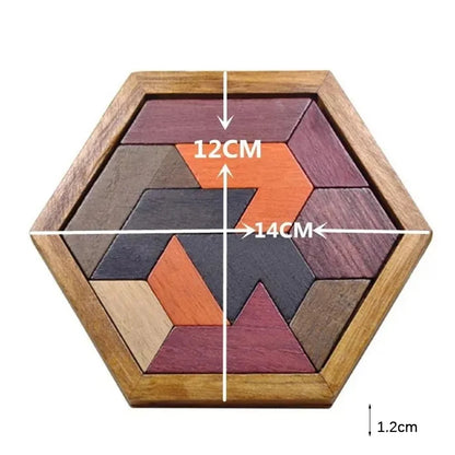 Wooden Geometric Jigsaw Board Puzzle – Non-Toxic Educational Brain Teaser Toy for Kids