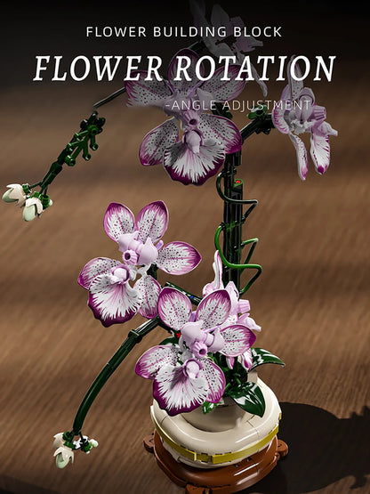 Orchid Cymbidium Building Blocks Set – DIY Potted Phalaenopsis Flower Simulation Toy for Valentine’s Gift