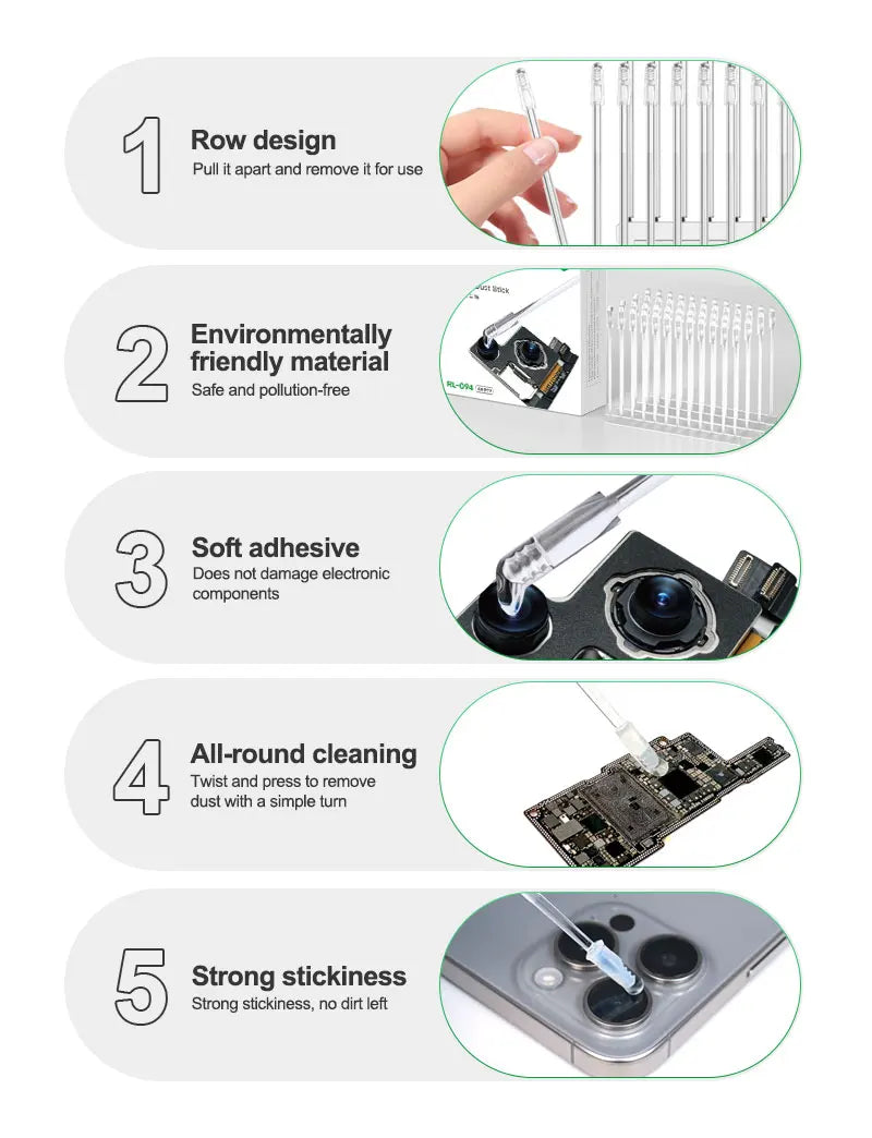 RELIFE RL-094 48PCS Camera Lens Cleaner Gel Sticks – Synthetic Resin Dust Removal for iPhone, Android & Camera Lenses