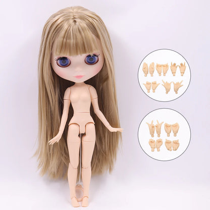 ICY DBS Blythe 1/6 BJD Doll - 30cm Jointed Body with White Skin & Shiny/Matte Face
