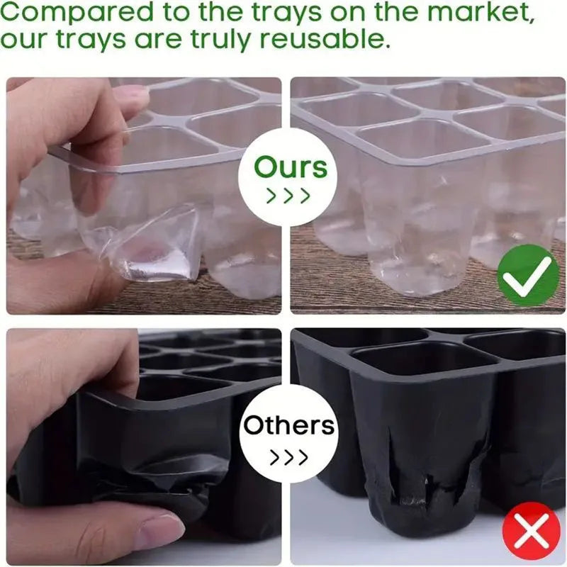 12-Well Plastic Seedling Tray | Insulated Pot for Succulent & Seed Sowing
