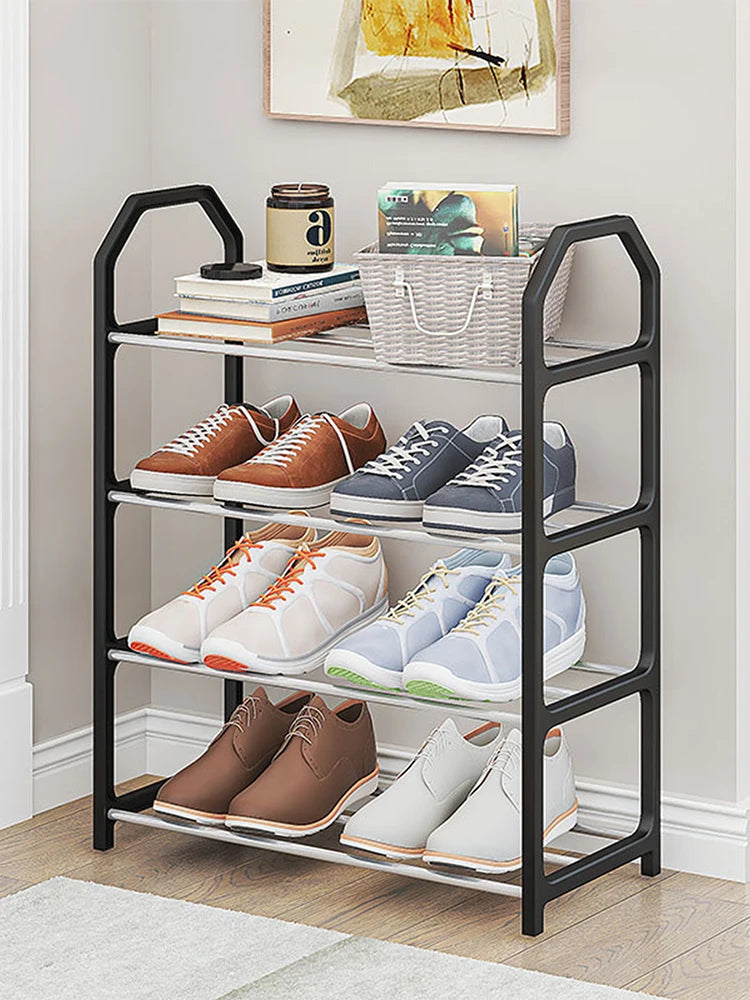 4-Floor Creative Home Shoe Rack – Dormitory Door Storage Cabinet, Black, 2 Sets Assembly Components for Shoes