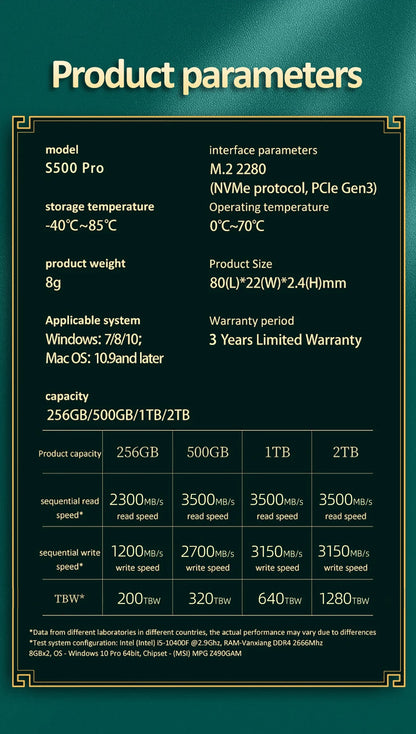 Fanxiang S500 Pro M.2 SSD 512GB, 1TB, 2TB - 3500MB/s NVMe PCIe 3.0 Internal Solid State Drive for Laptop & Desktop