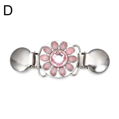 Retro Rhinestone Sweater Shawl Clasp - Antique Flower Duck Mouth Clothing Pin For Cardigans And Shirts