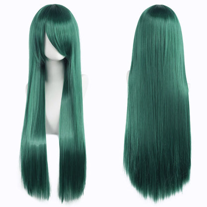 80cm Long Cosplay Wig - Synthetic Straight Hair with Bangs for Lolita Anime Costume Party Styling