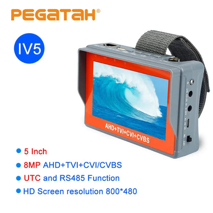 8MP CCTV Tester 5-Inch Monitor – 4K AHD/CVI/TVI/CVBS Camera Tester with HDMI & VGA Input, Mini CFTV Display