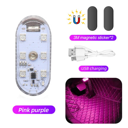 Multicolor Wireless LED Car Interior Light - USB Rechargeable Touch Sensor Roof and Reading Lamp
