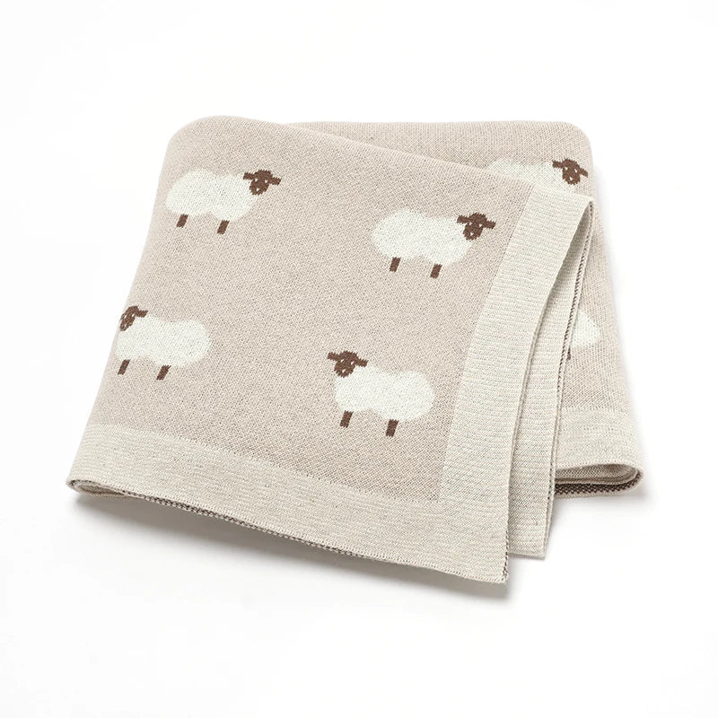 Baby Cotton Knitted Blanket 90x70cm – Newborn Swaddle Wrap for Boys & Girls, Stroller & Nursery Cuddle Quilt