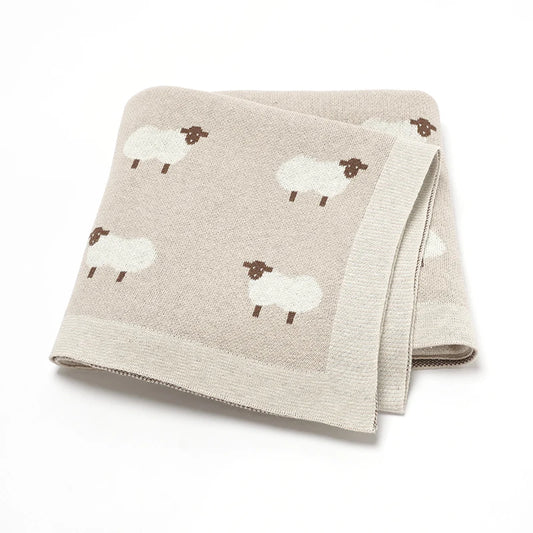Baby Cotton Knitted Blanket 90x70cm – Newborn Swaddle Wrap for Boys & Girls, Stroller & Nursery Cuddle Quilt