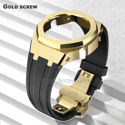 GEN4 Casioak GA2100 Mod Kit – Stainless Steel Case, Bezel, and Rubber Strap Replacement for G-SHOCK GA2100/GA2110
