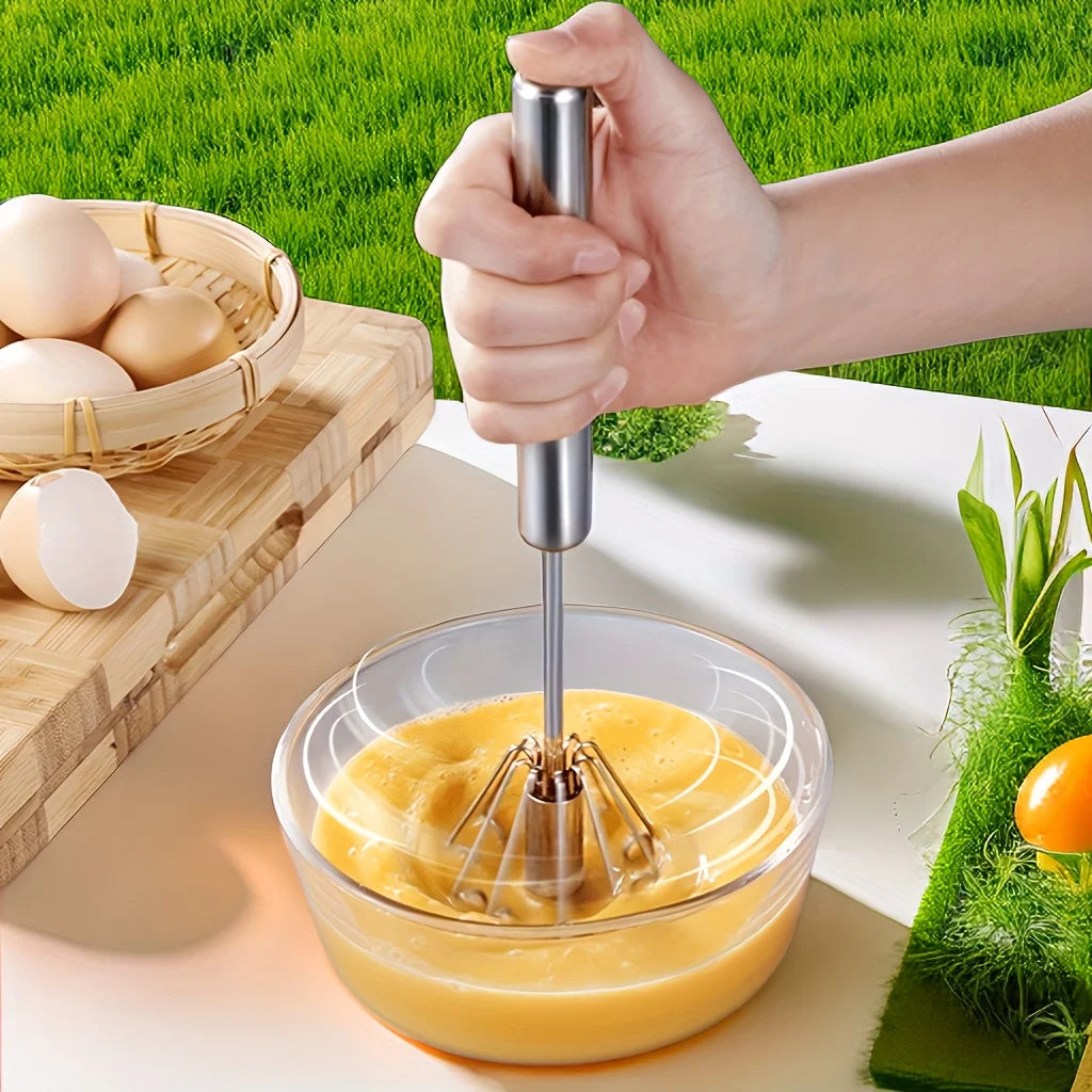 Stainless Steel Egg Beater – Durable Semi-Automatic Mixer for Effortless Egg, Cream & Batter Mixing for Kitchen Baking