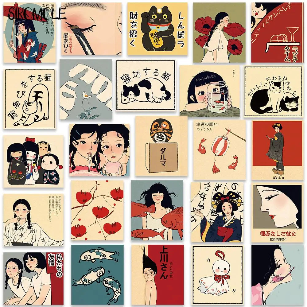 10/30/50PCS Kawaii Cartoon Stickers – Japanese Style Graffiti for DIY, Travel, Luggage, Guitar, Fridge & Laptop
