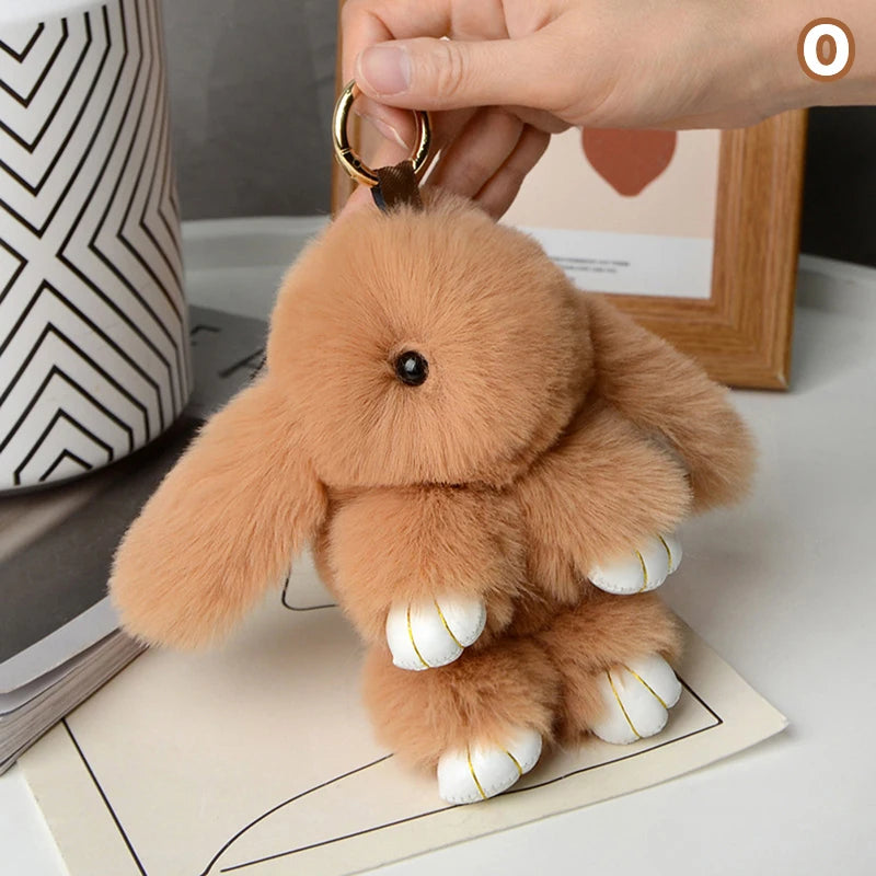15cm Rabbit Fur Keychain - Soft Bag & Car Pendant Charm for Women, Jewelry Accessory Gift