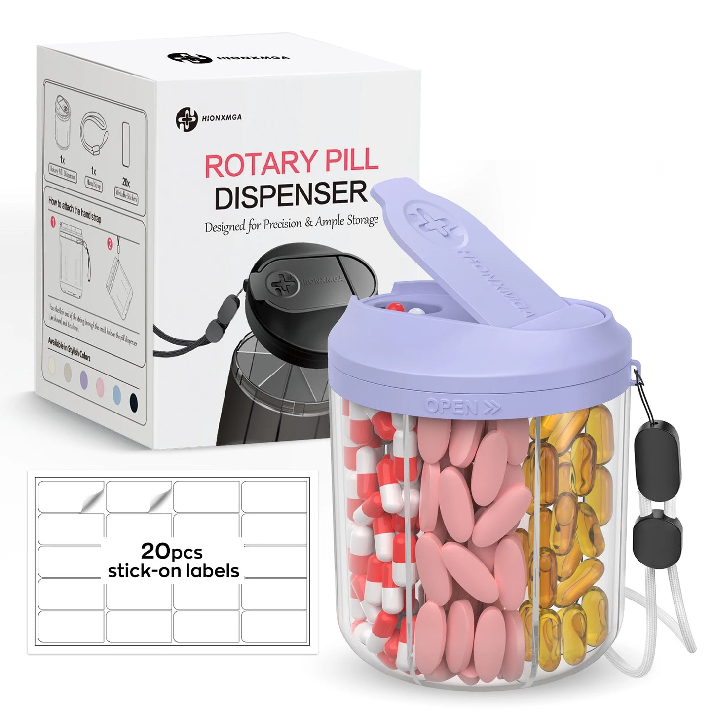 Weekly 7-Compartment Pill Organizer – Portable Travel Pill Case with Anti-Mix Design & 20 Labels