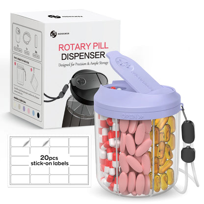 Weekly 7-Compartment Pill Organizer – Portable Travel Pill Case with Anti-Mix Design & 20 Labels