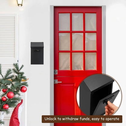 Metal Locking Wall-Mounted Mailbox – Outdoor Lockable Mail & Key Drop Box for Home, Ballot, Donation, Collection