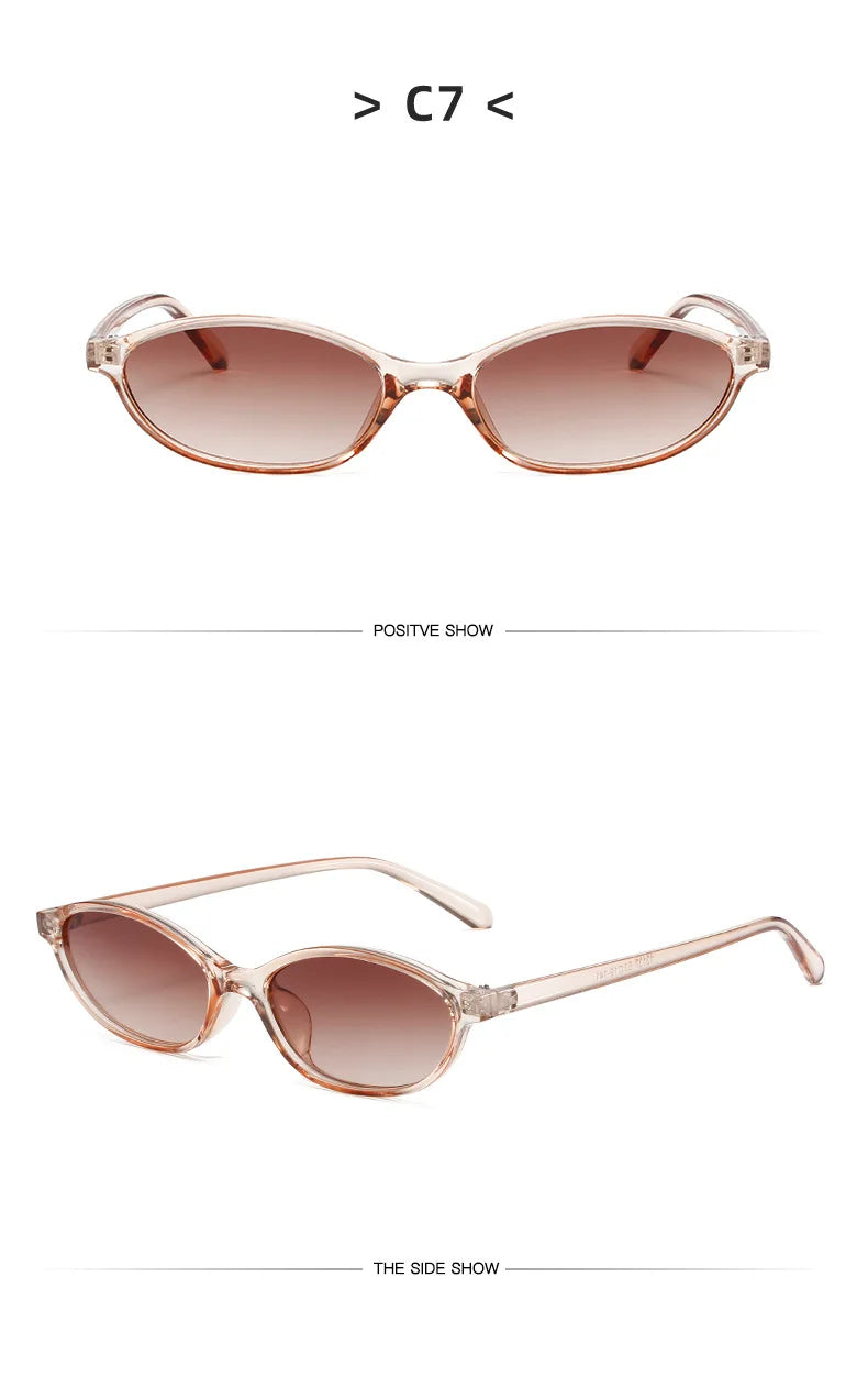 Retro Oval Frame Sunglasses — Trendy Small Frame Punk Cat Eye Sunshade Glasses, Personalized Fashion Sun Protection Eyewear