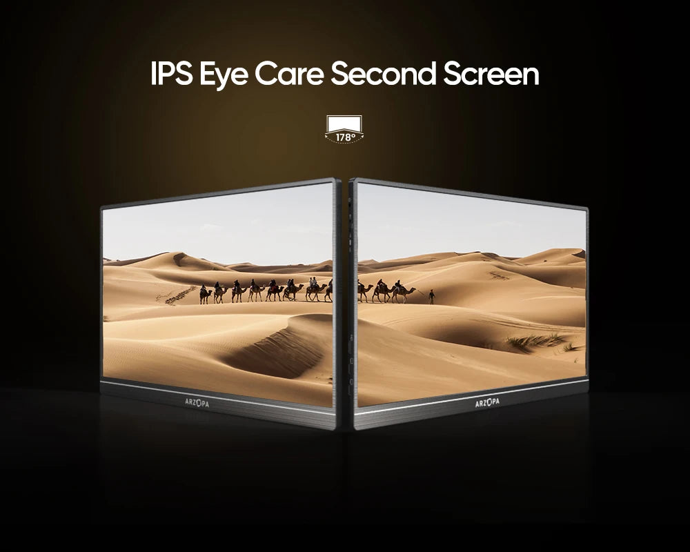 Arzopa 15.6" FHD Portable Monitor – 1080P IPS Second Screen for PC, Laptop, Mac, Xbox, PS4 & Switch