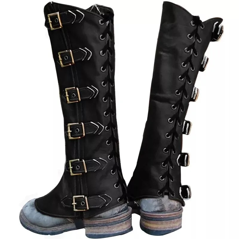 Men’s Lace-Up Medieval Leg Gaiters — Viking Pirate Knight Cosplay Steampunk Renaissance Armor Covers
