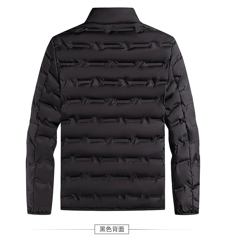 Graphene Self-Heating Down Jacket for Men – Solid Windproof, Pleated Stand Collar, Warm Winter Outerwear
