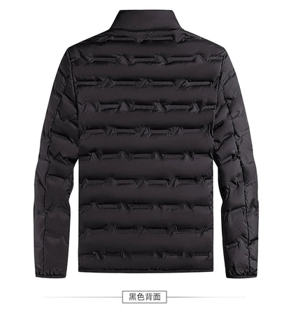 Graphene Self-Heating Down Jacket for Men – Solid Windproof, Pleated Stand Collar, Warm Winter Outerwear