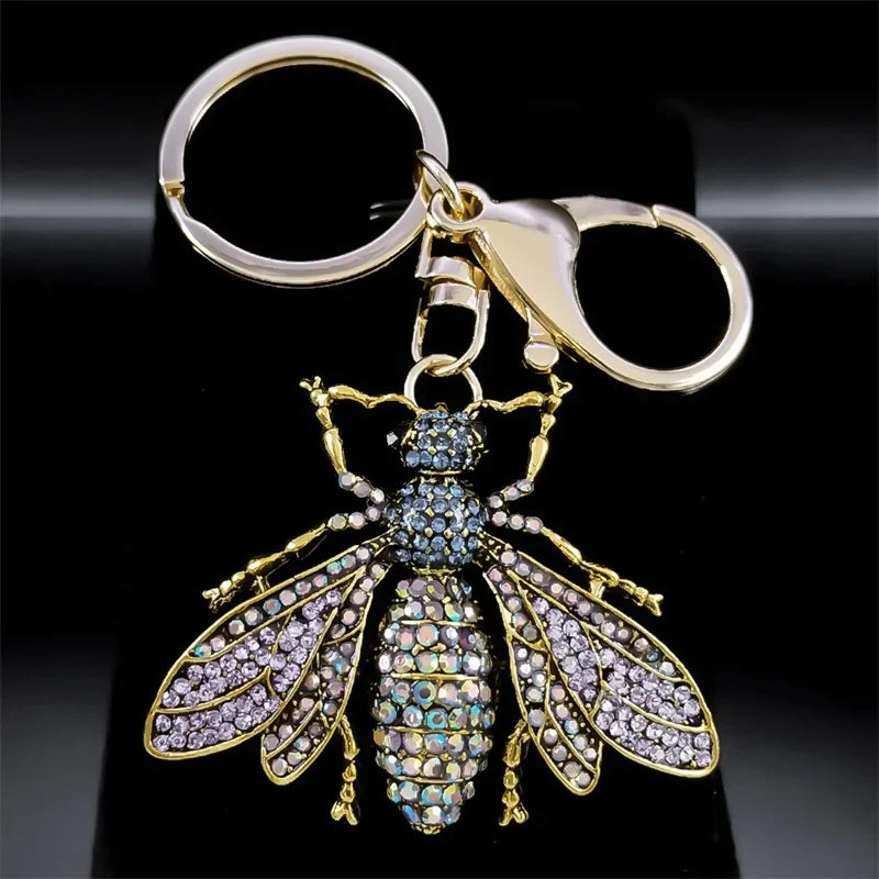 Colorful Crystal Bear Keychain - Cute Rhinestone Alloy Bag Charm & Fashion Keyring