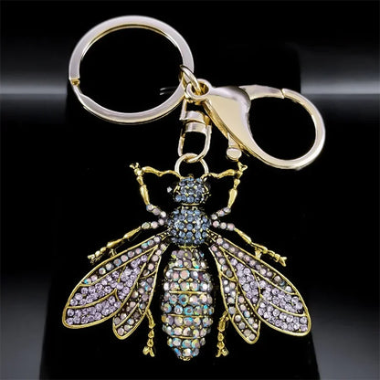 Colorful Crystal Bear Keychain - Cute Rhinestone Alloy Bag Charm & Fashion Keyring