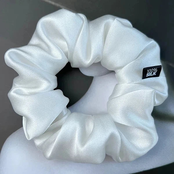 100% Mulberry Silk Hair Scrunchies – 19 Momme Elastic Hair Ties for Women & Girls, Large Soft Ponytail Holders Luxury Hair Accessories