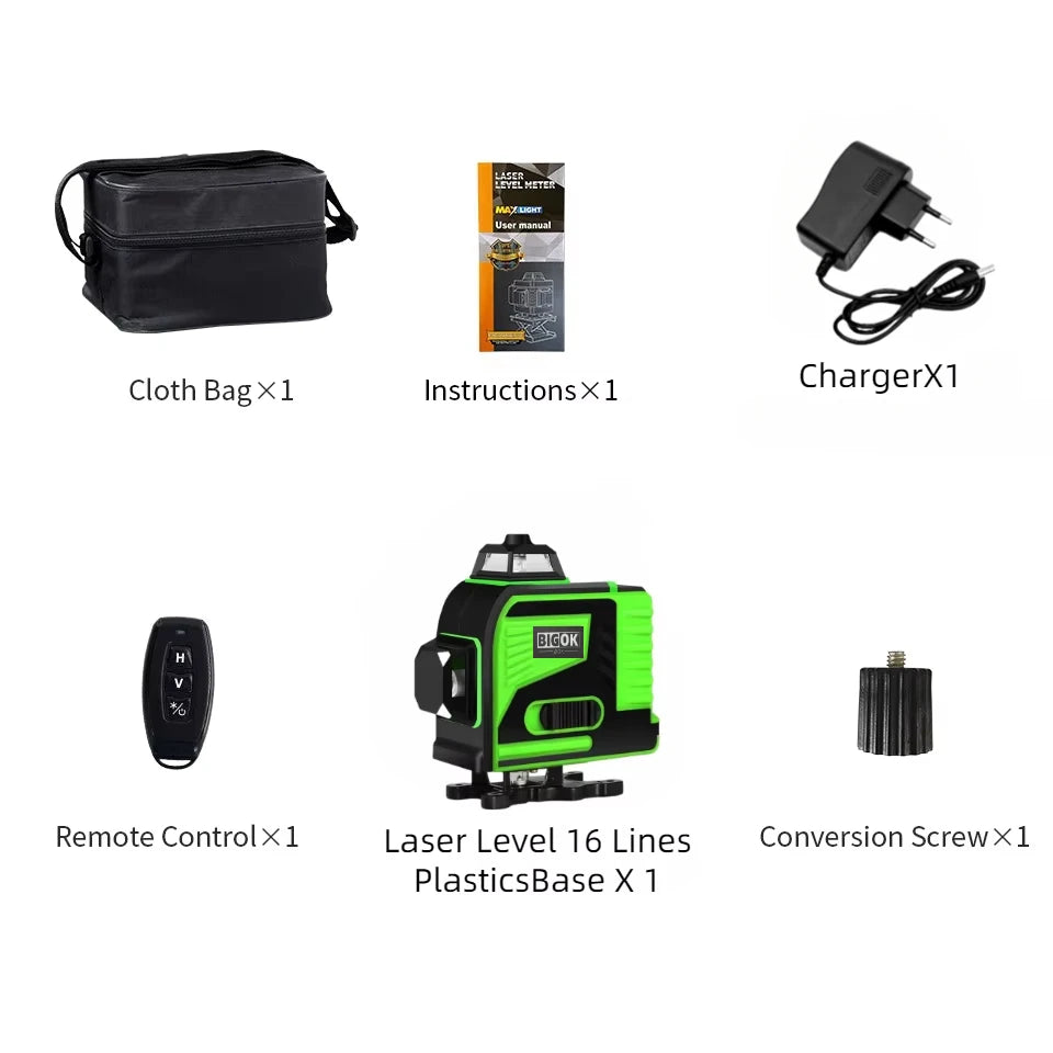 16-Line Green Laser Level — Professional Self-Leveling 360° Tripod Laser Nivel Autonivelant