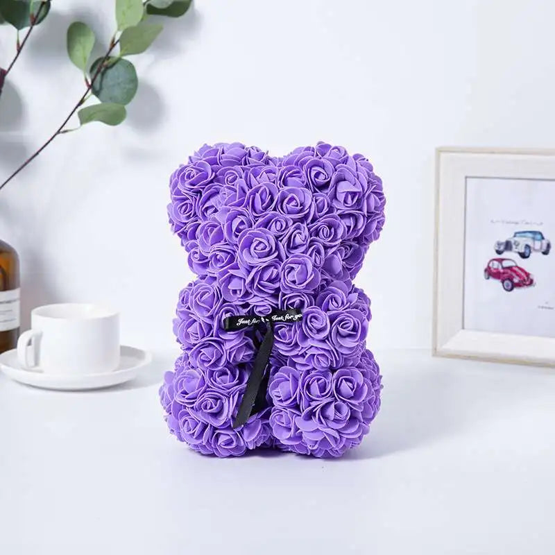 Romantic Eternal Flower Rose Bear — Creative Valentine’s Day & Christmas Gift, Wedding Decoration Hug Bear with Roses