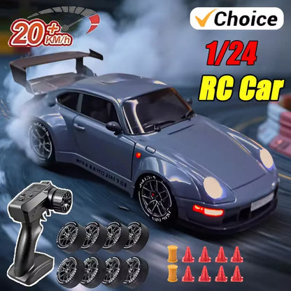 New 1:24 High-Speed RC Drift Car — 20KM/H 4WD Remote Control Racing Vehicle with Replaceable Tires, Competition Toy for Kids