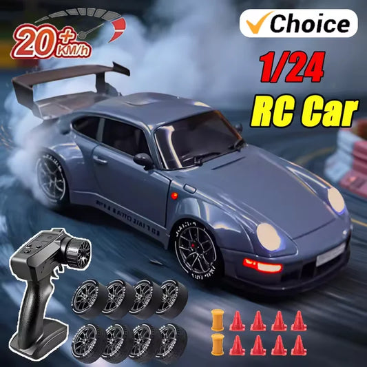 New 1:24 High-Speed RC Drift Car — 20KM/H 4WD Remote Control Racing Vehicle with Replaceable Tires, Competition Toy for Kids
