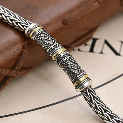 Braided Keel Chain Bracelet - Vintage Hip Hop Link Jewelry Gift for Men & Boyfriends